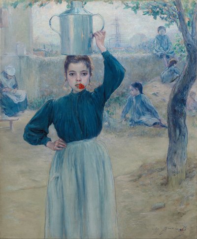 The Little Village Girl with Red Carnation by Adolfo Guiard y Larrauri